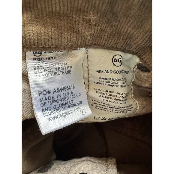 NWT AG Adriano Goldschmied Mari High Rise Slim Straight Corduroy Jeans Womens 27 - Picture 6 of 6